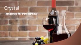  Presentation with bottle red wine - Colorful slide deck enhanced with wine-decanter-bottle-glass backdrop and a coral colored foreground