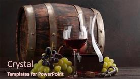  Presentation with wine barrel - Presentation featuring wine-decanter-glass-of-red background and a wine colored foreground