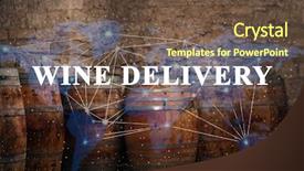  Presentation with barrels - Slide deck having wine delivery and world map background and a tawny brown colored foreground