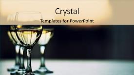  Presentation with light - Colorful PPT theme enhanced with wine dinner - row of wineglasses on light backdrop and a  colored foreground