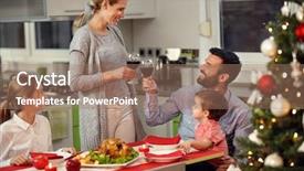  Presentation with gala dinner - Slides with wine during gala christmas dinner background and a coral colored foreground