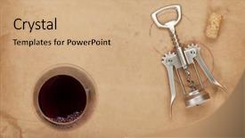  Presentation with corkscrew - Slide deck enhanced with wine glass cork and corkscrew background and a coral colored foreground