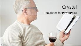  Presentation with wine book - Presentation theme featuring wine glass reading book background and a  colored foreground