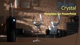  Presentation with bottle red wine - Cool new slides with wine-glasses-and-a-bottle backdrop and a tawny brown colored foreground