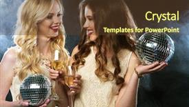  Presentation with disco ball - Audience pleasing presentation consisting of wine glasses and disco ball backdrop and a tawny brown colored foreground