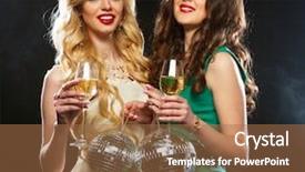  Presentation with disco ball - Theme with wine glasses and disco ball background and a  colored foreground