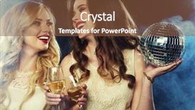  Presentation with disco ball - Audience pleasing theme consisting of wine glasses and disco ball backdrop and a tawny brown colored foreground