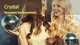  Presentation with disco ball - Amazing slide deck having wine glasses and disco ball backdrop and a tawny brown colored foreground