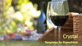  Presentation with hamper - Cool new slides with wine glasses and hamper picnic backdrop and a tawny brown colored foreground