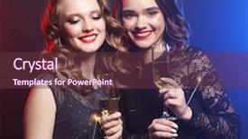  Presentation with two black women - Presentation theme with wine glasses and sparkle fire background and a tawny brown colored foreground