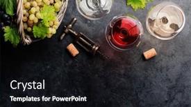  Presentation with bottles - Slide set enhanced with wine-glasses-bottles-and-grapes background and a  colored foreground