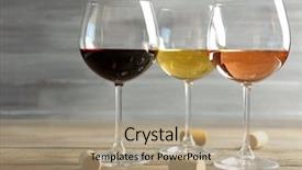  Presentation with wine tasting - Audience pleasing PPT theme consisting of wine glasses in a row backdrop and a coral colored foreground