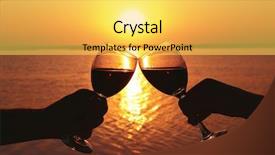  Presentation with hand world hands of jesus - Colorful slide deck enhanced with wine glasses on sunset backdrop and a  colored foreground