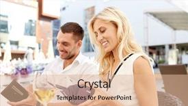  Presentation with payment - Presentation theme with wine glasses paying bill background and a lemonade colored foreground