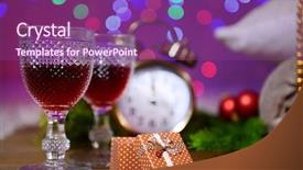  Presentation with alarm - PPT theme featuring wine glasses retro alarm clock background and a violet colored foreground