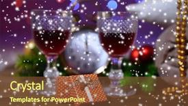  Presentation with alarm - Presentation design having wine glasses retro alarm clock background and a tawny brown colored foreground