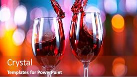 Presentation with party - Presentation theme featuring wine-glasses-tapping background and a crimson colored foreground