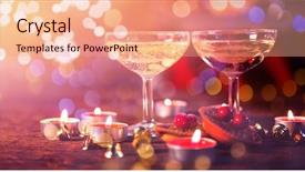  Presentation with wine - Presentation theme having wine glasses with christmas decorations background and a coral colored foreground