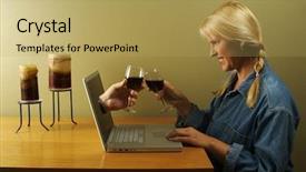  Presentation with toasting - Audience pleasing PPT theme consisting of wine glasses with her online backdrop and a yellow colored foreground