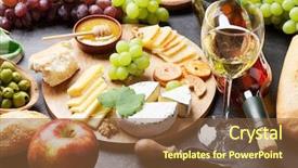  Presentation with table grape - Amazing slide set having wine grape bread and cheese backdrop and a tawny brown colored foreground