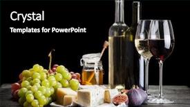  Presentation with wine cheese - Colorful slides enhanced with wine grapes and cheese assortment backdrop and a  colored foreground