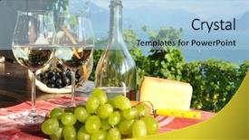  Presentation with wine cheese - Beautiful slide deck featuring wine grapes and cheese lavaux region switzerland backdrop and a light blue colored foreground