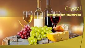  Presentation with wine cheese - Audience pleasing presentation theme consisting of wine grapes and cheese still life backdrop and a tawny brown colored foreground