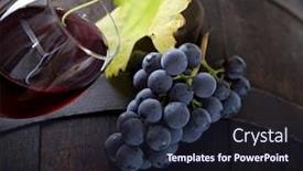  Presentation with vine wine - Amazing PPT layouts having wine grapes on a vine barrel backdrop and a wine colored foreground