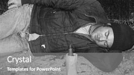  Presentation with homeless - PPT layouts with wine in a bag background and a gray colored foreground