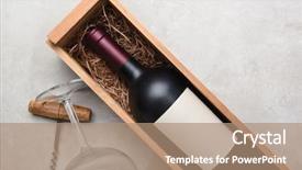  Presentation with corkscrew - PPT layouts with wine in a wood case background and a coral colored foreground