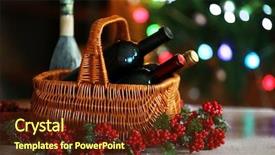  Presentation with christmas tree - Amazing theme having wine in basket on blurred backdrop and a tawny brown colored foreground