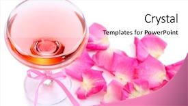  Presentation with pink sparkle - Beautiful PPT theme featuring wine in glass and rose backdrop and a white colored foreground