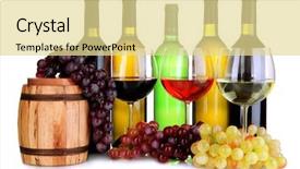  Presentation with bottle red wine - Theme enhanced with eat drink enjoy food cuisine background and a gray colored foreground