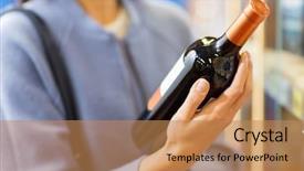  Presentation with wine store - Audience pleasing slide deck consisting of wine in market or liquor backdrop and a coral colored foreground