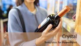  Presentation with wine store - PPT theme with wine in market or liquor background and a coral colored foreground