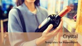  Presentation with wine store - PPT layouts featuring wine in market or liquor background and a coral colored foreground