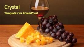  Presentation with wine cheese - Presentation theme consisting of wine in wineglass and cheese background and a tawny brown colored foreground