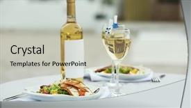  Presentation with fresh fruits salad on white - Audience pleasing PPT theme consisting of wine on white served table backdrop and a mint green colored foreground