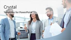  Presentation with business team join hands white - PPT layouts with wine projects - business team congratulating their colleague background and a white colored foreground