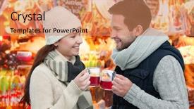  Presentation with romantic christmas - Slide set having wine punch claret on christmas background and a coral colored foreground