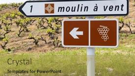 Presentation with wine trading - PPT theme enhanced with wine-road-near-windmill-moulin background and a yellow colored foreground