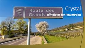  Presentation with route - PPT layouts with wine-road-route-des-grands background and a teal colored foreground