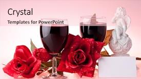  Presentation with two glasses of champagne - Presentation theme consisting of wine rose and the cupid background and a  colored foreground