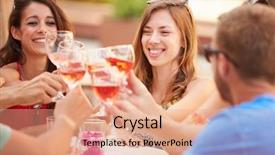  Presentation with friends - Presentation theme featuring wine roses - group of young friends enjoying background and a coral colored foreground