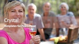  Presentation with picnic - Slide deck with wine roses - two couples enjoying picnic background and a coral colored foreground