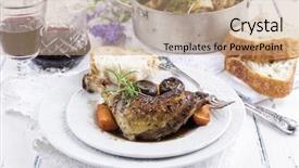  Presentation with sauce - Audience pleasing theme consisting of wine sauce - coq au vin backdrop and a coral colored foreground