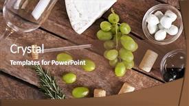  Presentation with wine cheese - PPT theme with wine snacks and different various of cheese flat lay background and a tawny brown colored foreground