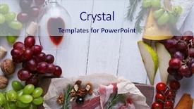  Presentation with snacks - Theme having wine snacks and different various of cheese flat lay background and a sky blue colored foreground