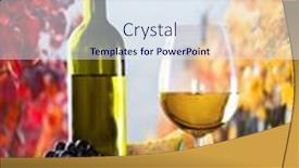  Presentation with vine wine - PPT theme consisting of wine still-life glass young vine and bunch of grapes background and a sky blue colored foreground