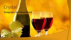  Presentation with vine wine - Slides featuring wine still-life glass young vine and bunch of grapes background and a gold colored foreground